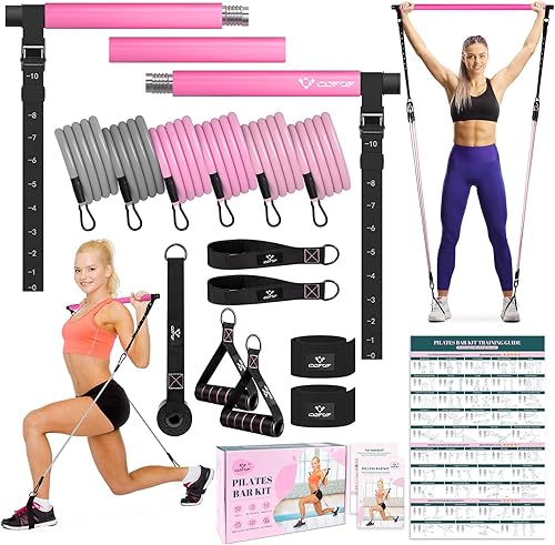 Miniatura 11 de Kit de barra de pilates con bandas de resistencia, barra multifuncional de yoga y pilates con hebilla de ajuste de metal resistente, kit de barra de