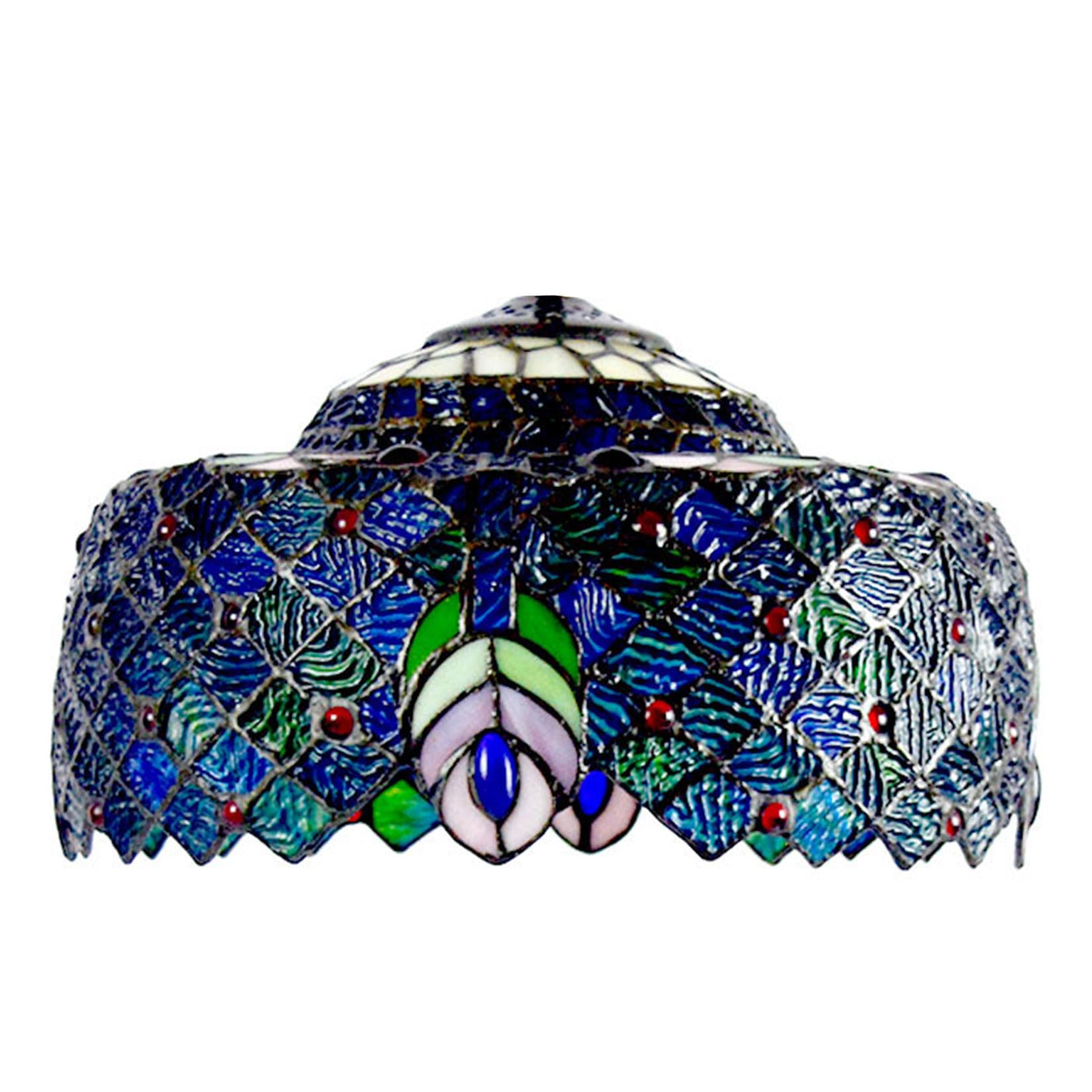 Abat-jour Tiffany paon 12 pouces en véritable verre teinté fait main BOTOWI