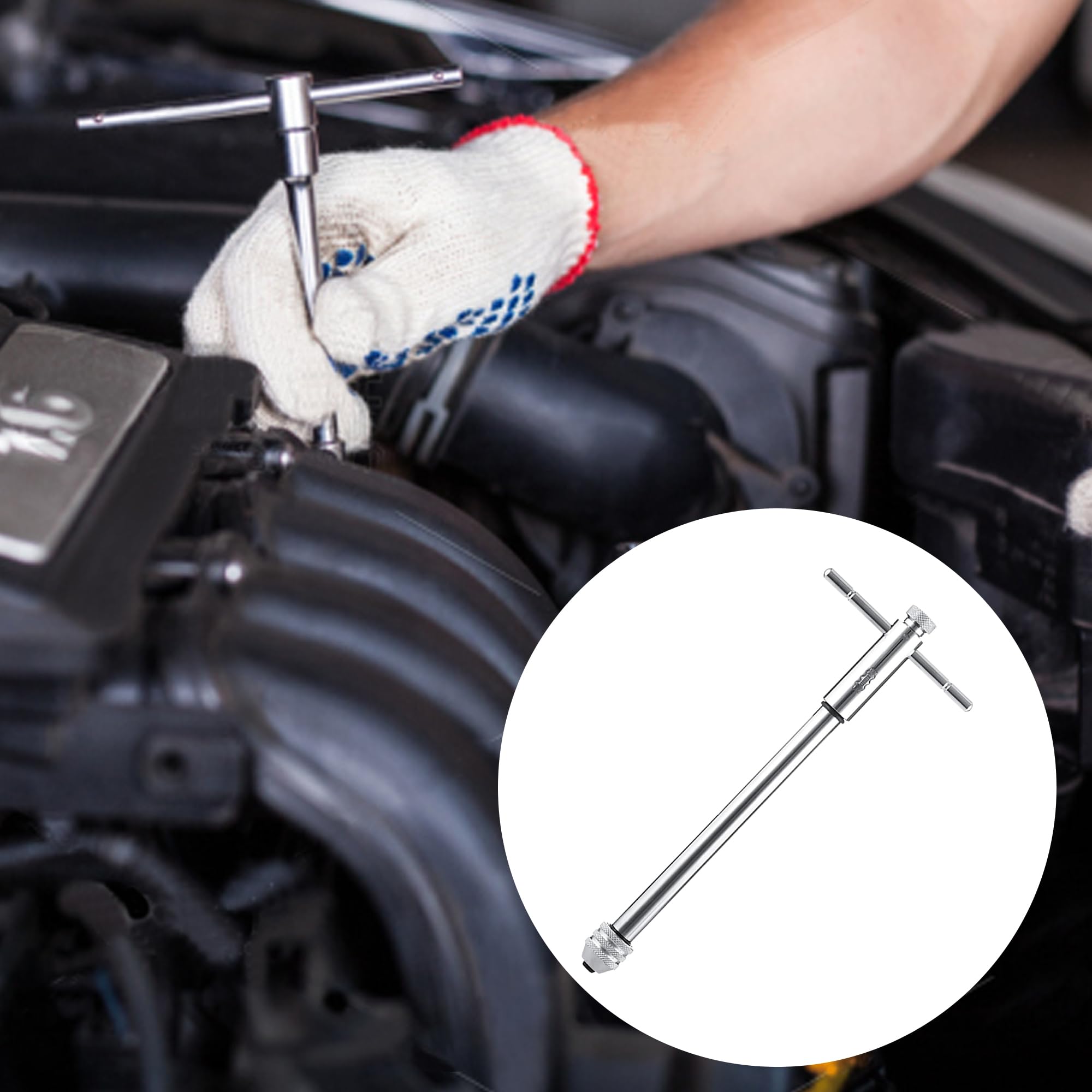 Rallonge de taraud, porte-outil avec poignée coulissante, pour taraud, longueur : M5 à M12, porte-outils avec poignée coulissante, pour taraud (argenté)