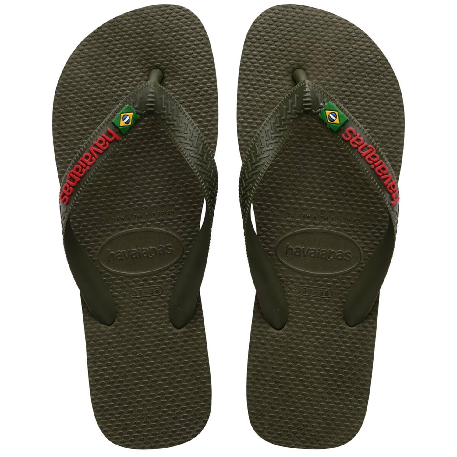 Havaianas Kids Brazil Logo Flip Flops - Kids' Summer Sandals for Boys &amp; Girls - Moss, 11/12C little kid