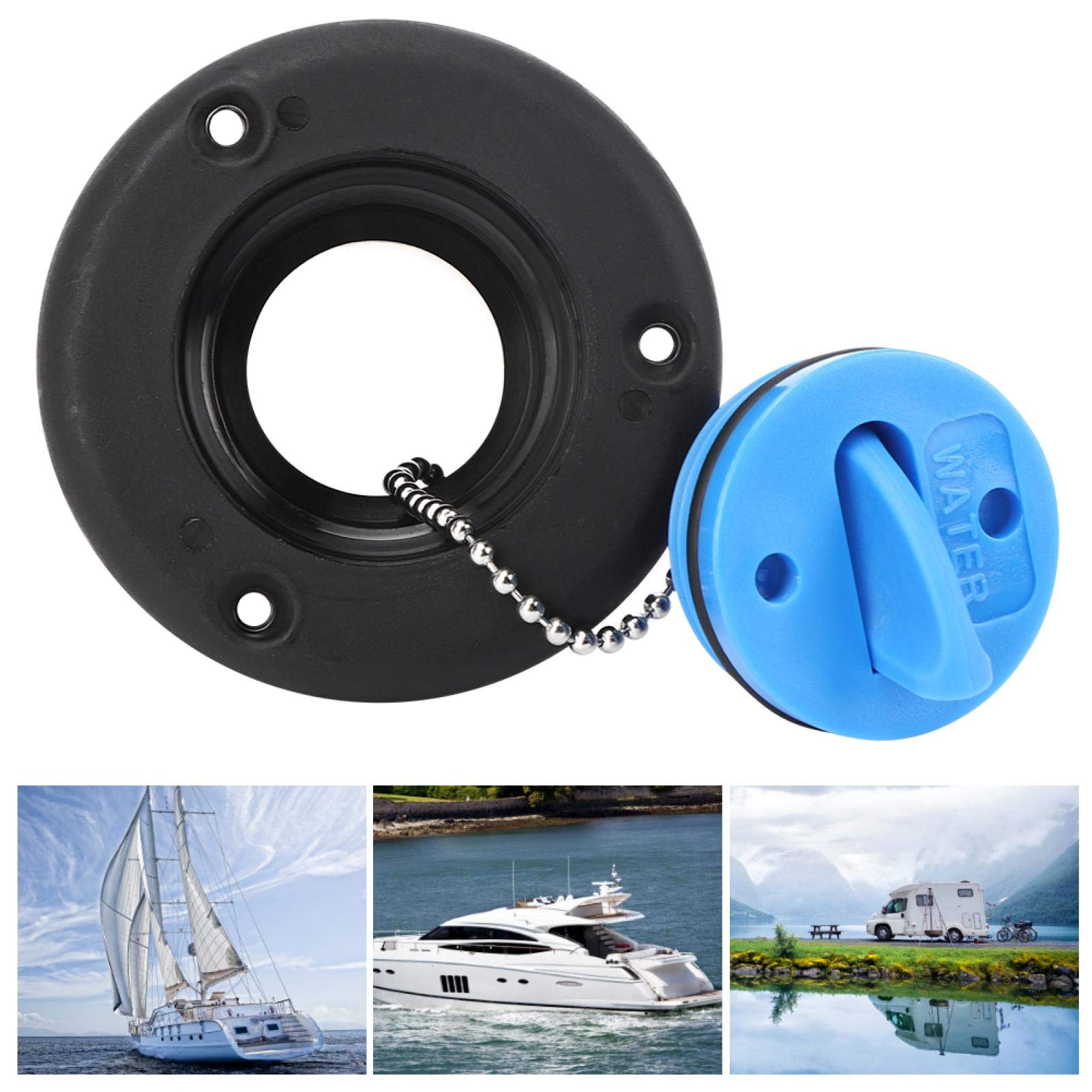 ABS Boat Deck Water Filler Hatch With Keyless Cover | Frosted "Water" Mark | For Marine, Yacht, RV | Anti-Lost Chain - View #2
