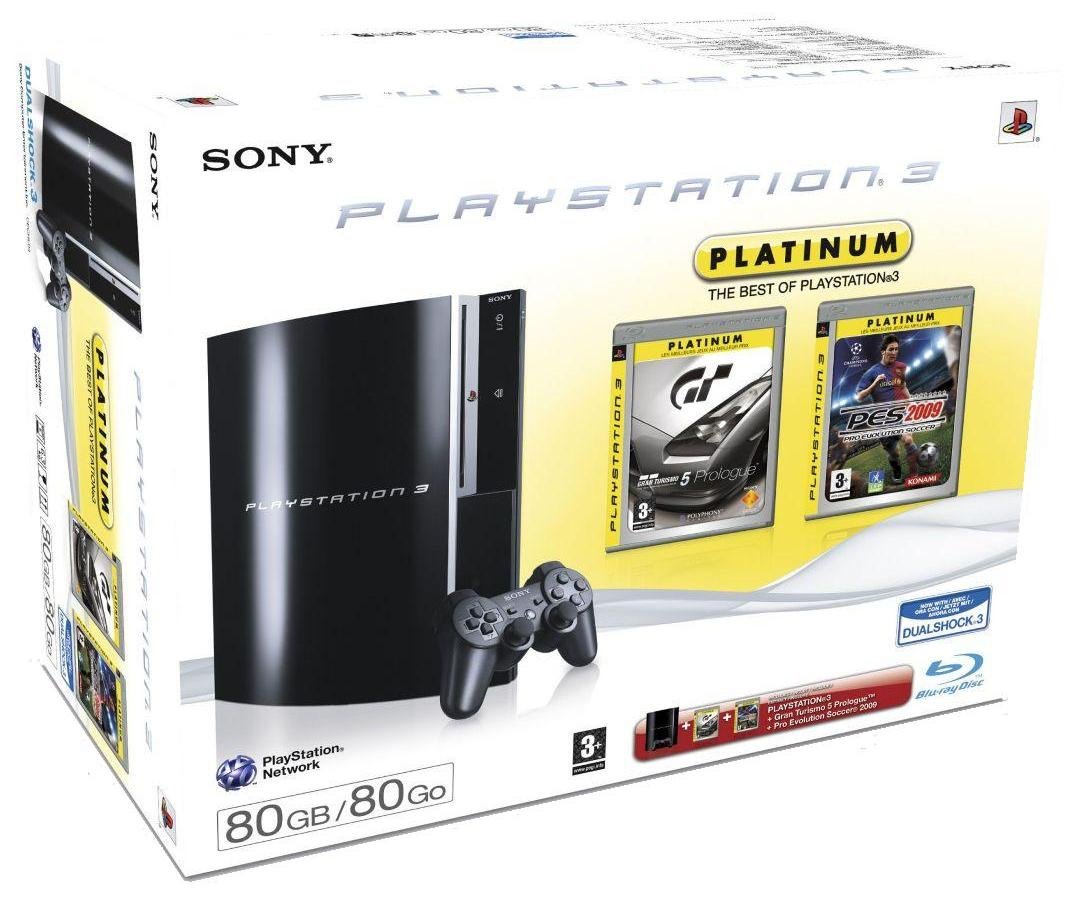 Console Playstation 3 (80 Go) + GT5 Prologue Platinum + PES 2009 Platinum