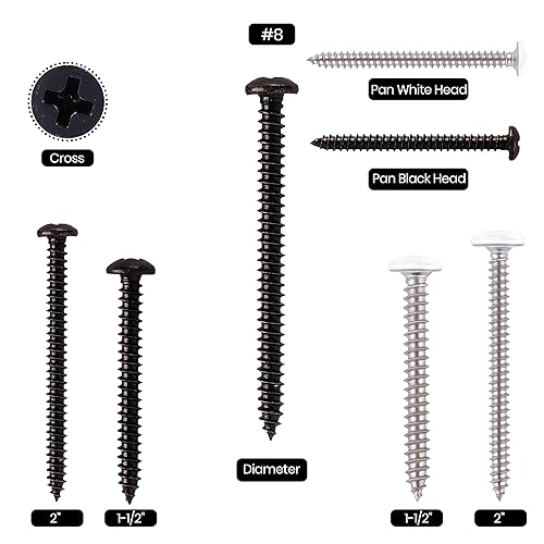 Miniatura 10 de Venforze Tornillos de madera de cabeza blanca, 100 piezas #8 x 1-12 pulgadas de acero inoxidable Phillips cabeza plana, tornillo de acero inoxidable
