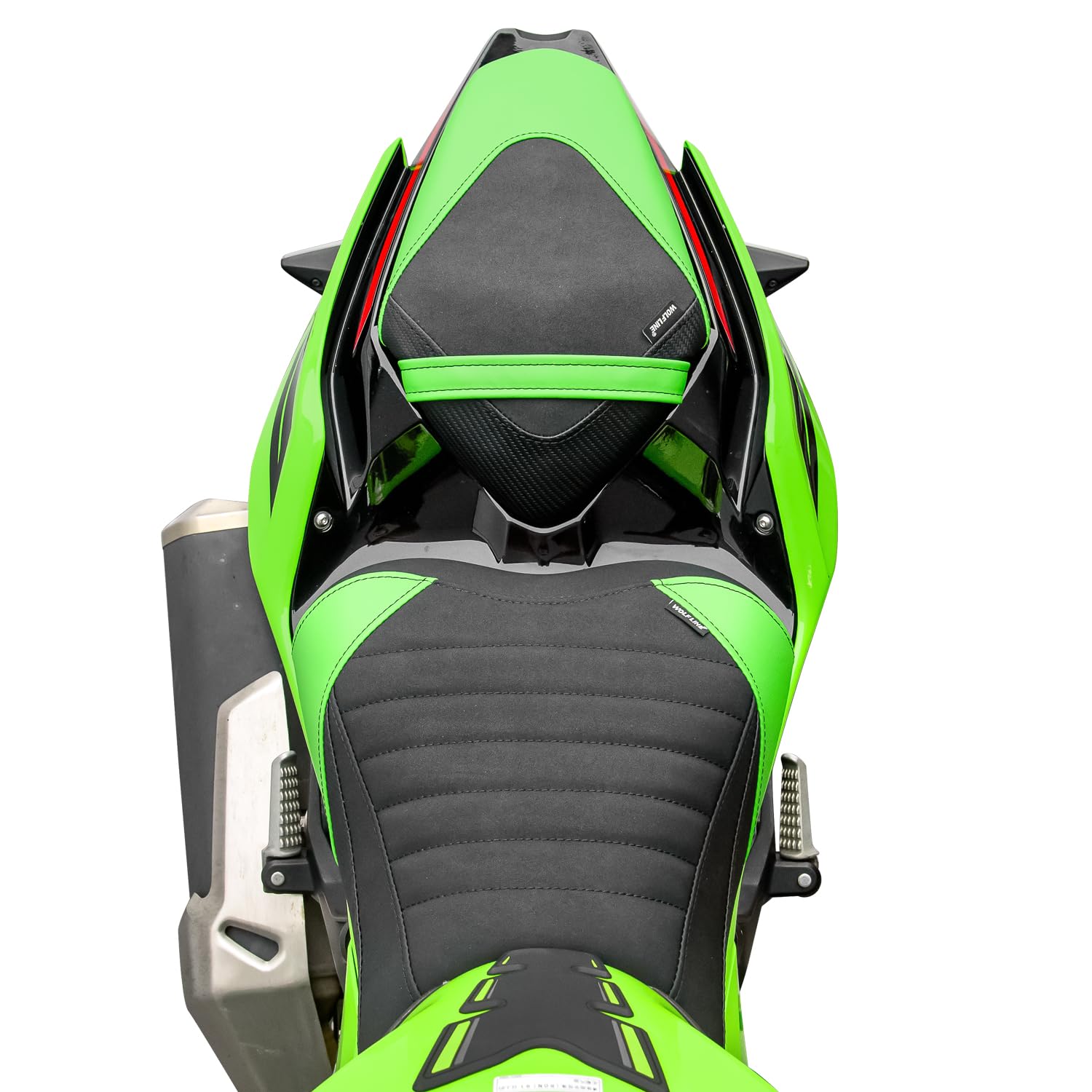 Housses De Siège Moto Ninja 400 / Z400 2018-2024 - Cuir Synthétique, Rembourrage Confort, Vert/noir