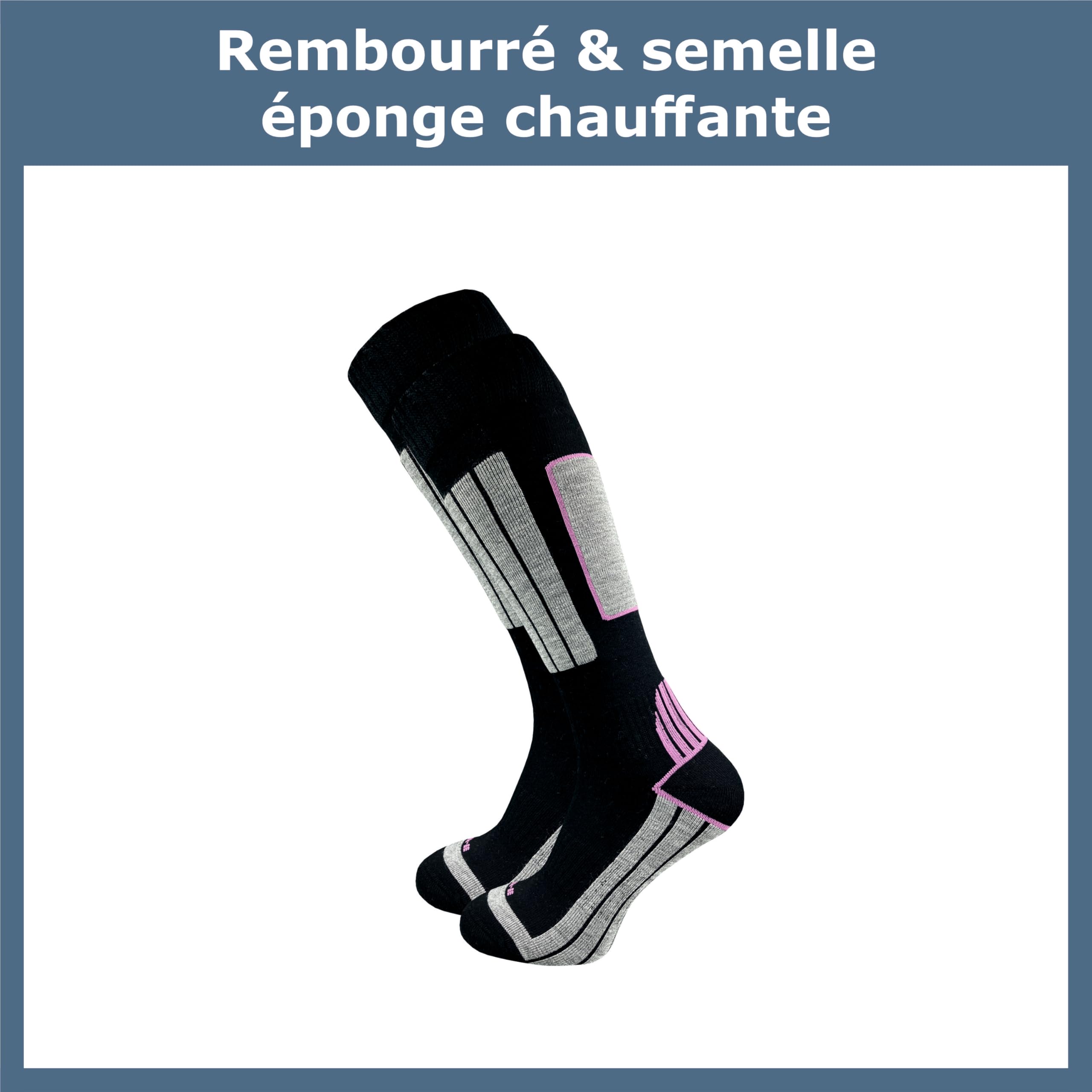 GAWILO Chaussettes de ski pour femmes avec laine chaude et rembourrage fonctionnel spécial | 4 paires