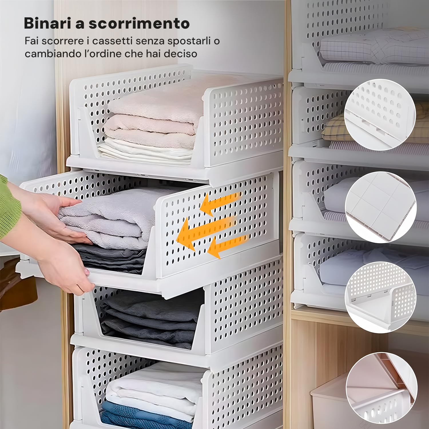 Avilia - Set di 3 Organizer Armadio in Plastica Richiudibili e Impilabili - Cassettiera Salvaspazio da Cucina, Bagno e Camera da Letto, Multiuso e Resistenti