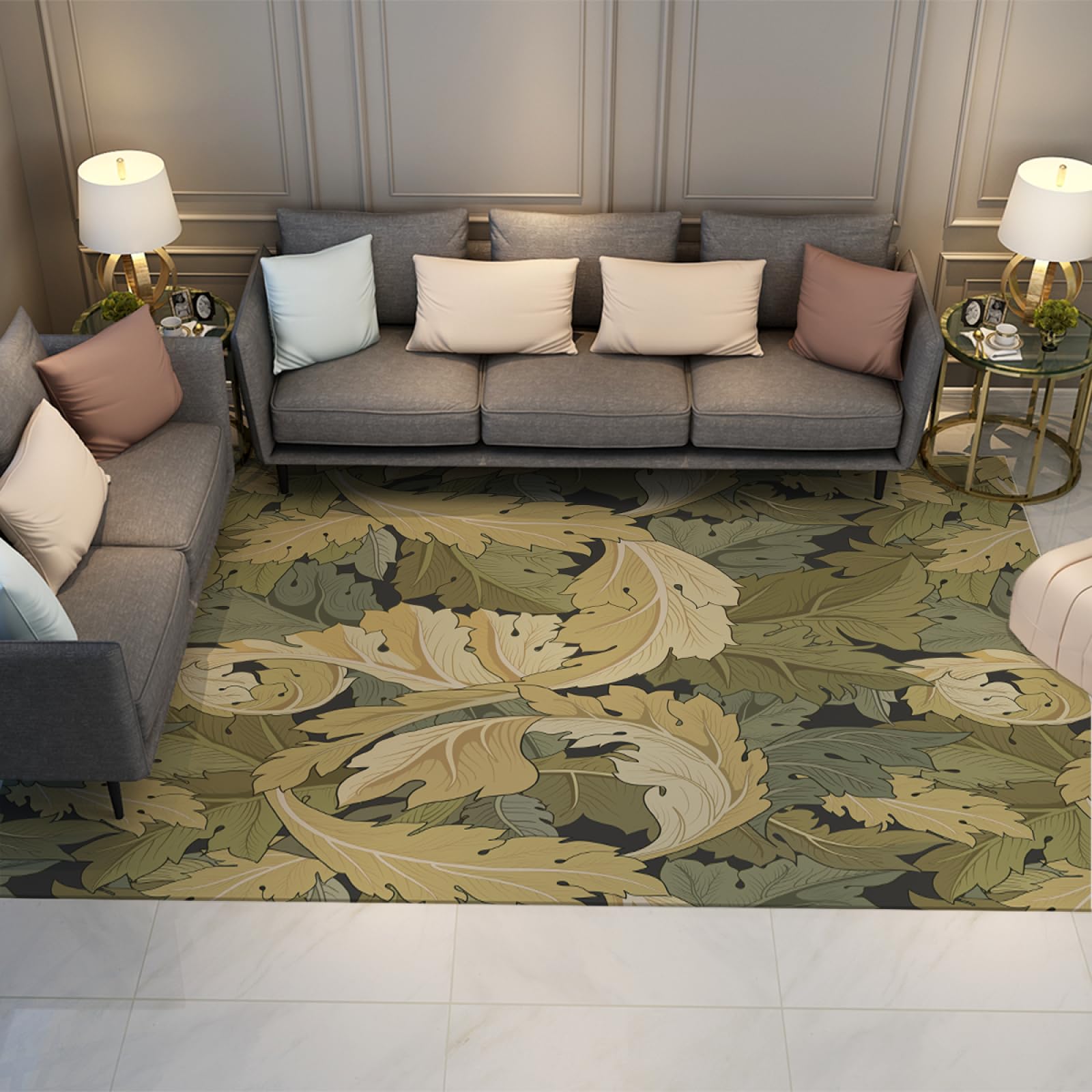 Tapis de salle de jeux antidérapant Morris motif végétal pour chambre enfant
