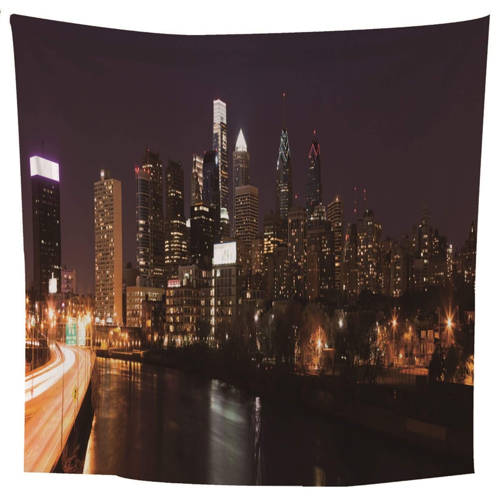 Tenture murale chambre et décoration en tissu imprimé de ville