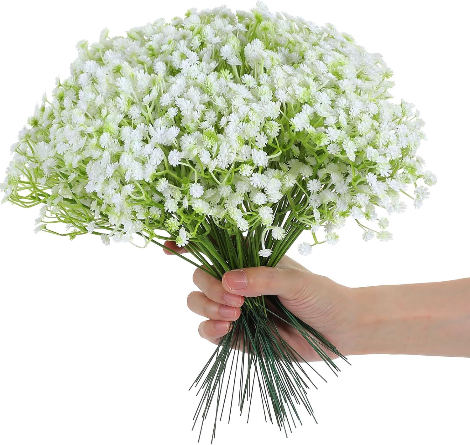 Grevosea 200 Pcs White Babys Breath Artificial Flowers, Artificial Flowers Bulk Real Touch Flower for Wedding Party Home Garden Decoration