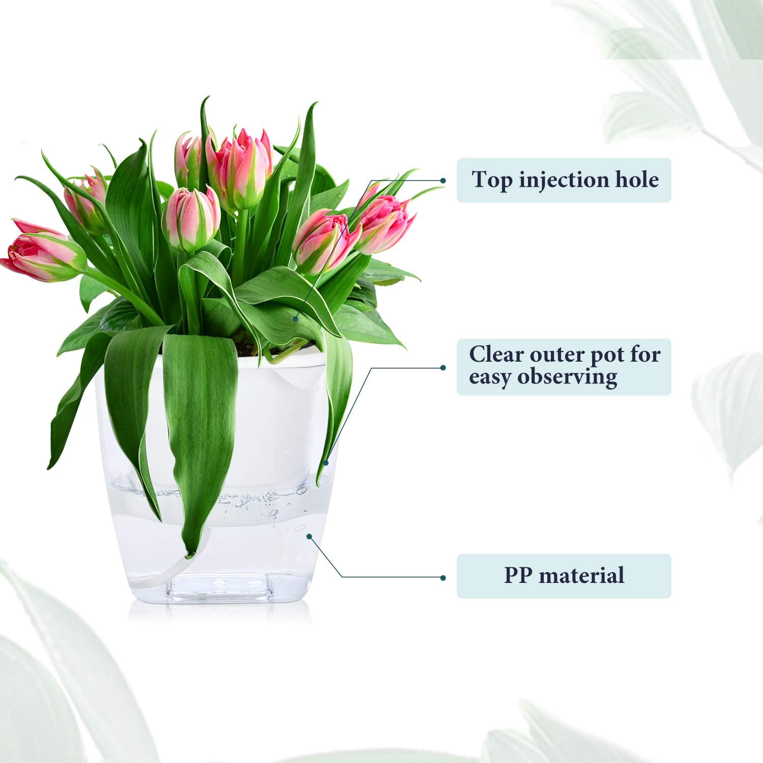 wohous Self Watering Planters 3 Pack 4.9 Inch Leca Pots Orchid Pot Plants Live Houseplants Small Flowers, Plants, Succulents, Herb, African Violets Pot