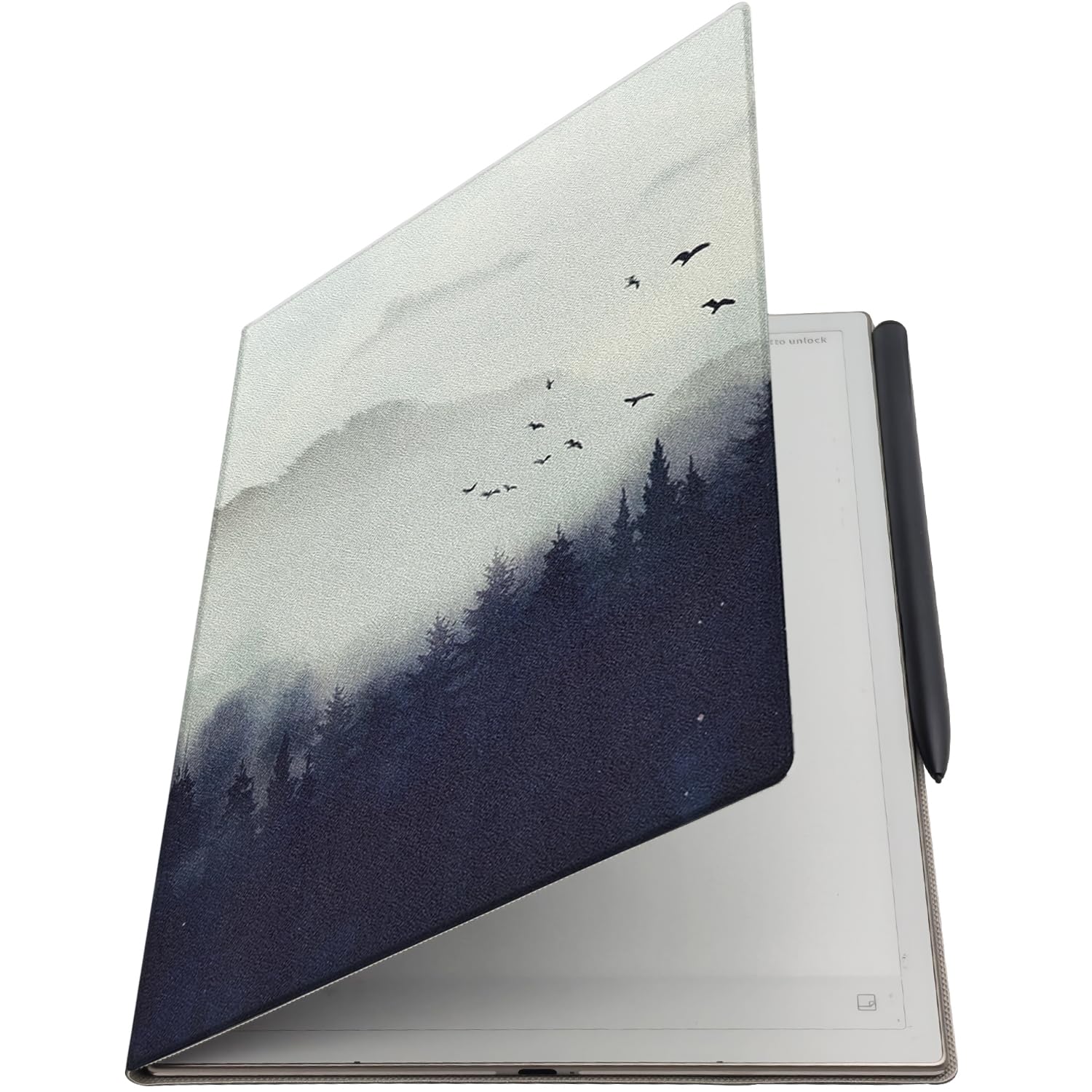 Custodia a libro con supporto magnetico per iFLYTEK AINOTE 2 (2025) ultra sottile e leggera in pelle PU di alta qualità con portapenne integrato, spegnimento automatico (foresta nebbiosa)