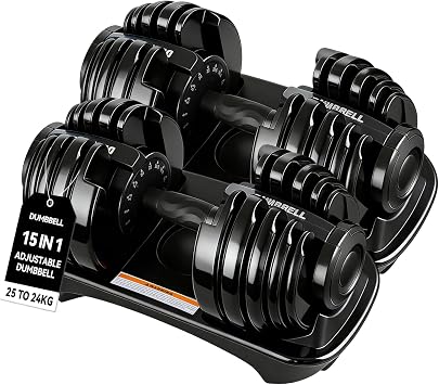 TRIOBLADE 24KG/40KG Adjustable Dumbbells for Saving Place Weights Dumbbells Set 15in1 /17in1 Fast Weight Changes NonSlip Handle Home Gym Strength Training Equipment