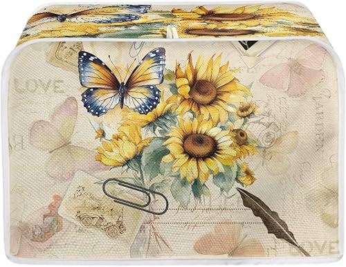 Vista 170 de UNICEU Funda acolchada para tostadora con patrón de café, se adapta a la mayoría de tostadoras estándar de 4 rebanadas patrón de café,Hojas de otoño