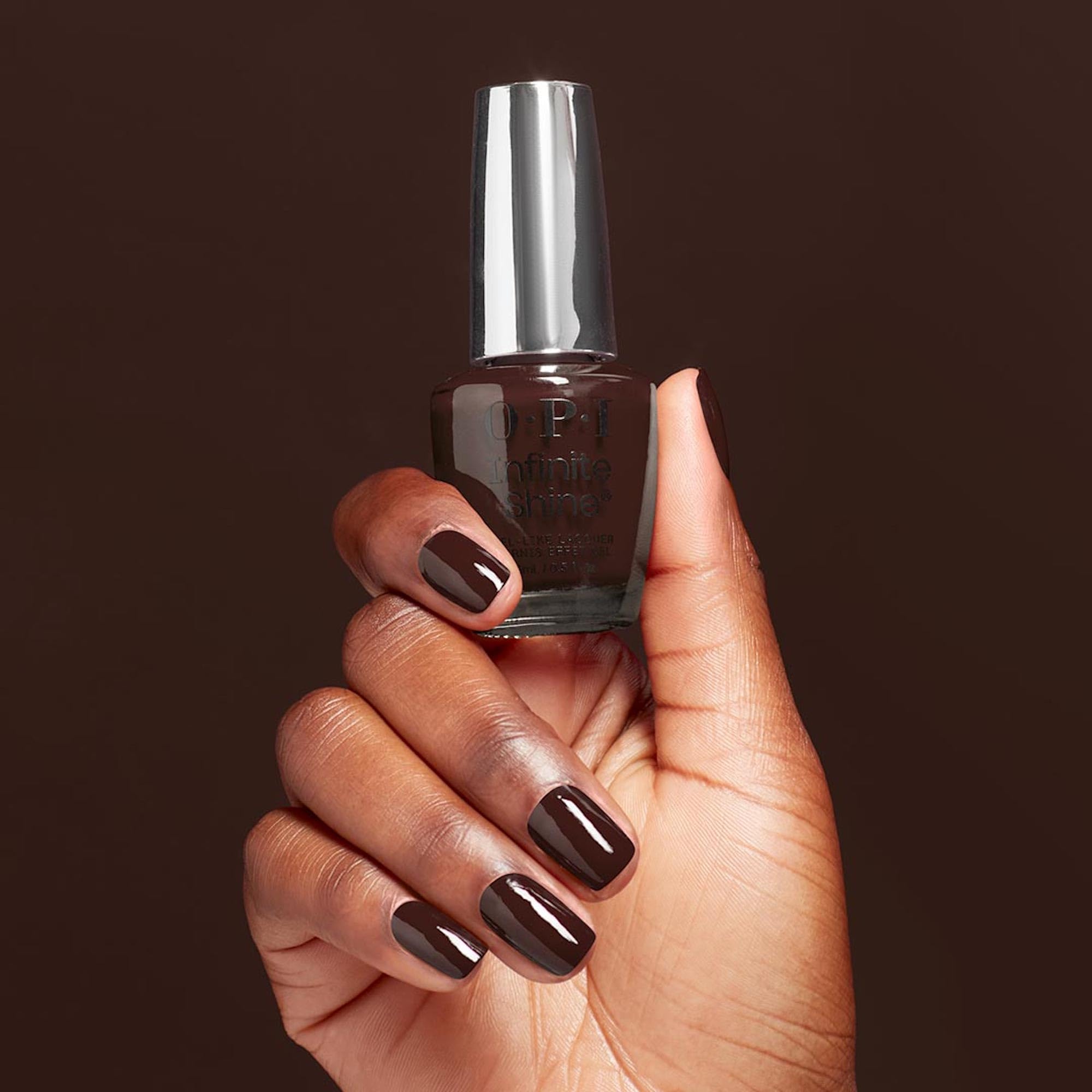 OPI Infinite Shine Not Afraid of the Dark | Kit Smalto + Base & Top Coat | Marrone Profondo | Smalto per unghie a Lunga Durata | 3x15ml