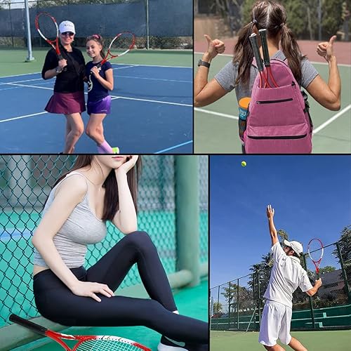 Miniatura 3 de Raquetas de tenis para 2 jugadores recreativas para principiantes, juego de raquetas adultas ligeras preencordadas de 27 pulgadas para mujeres y