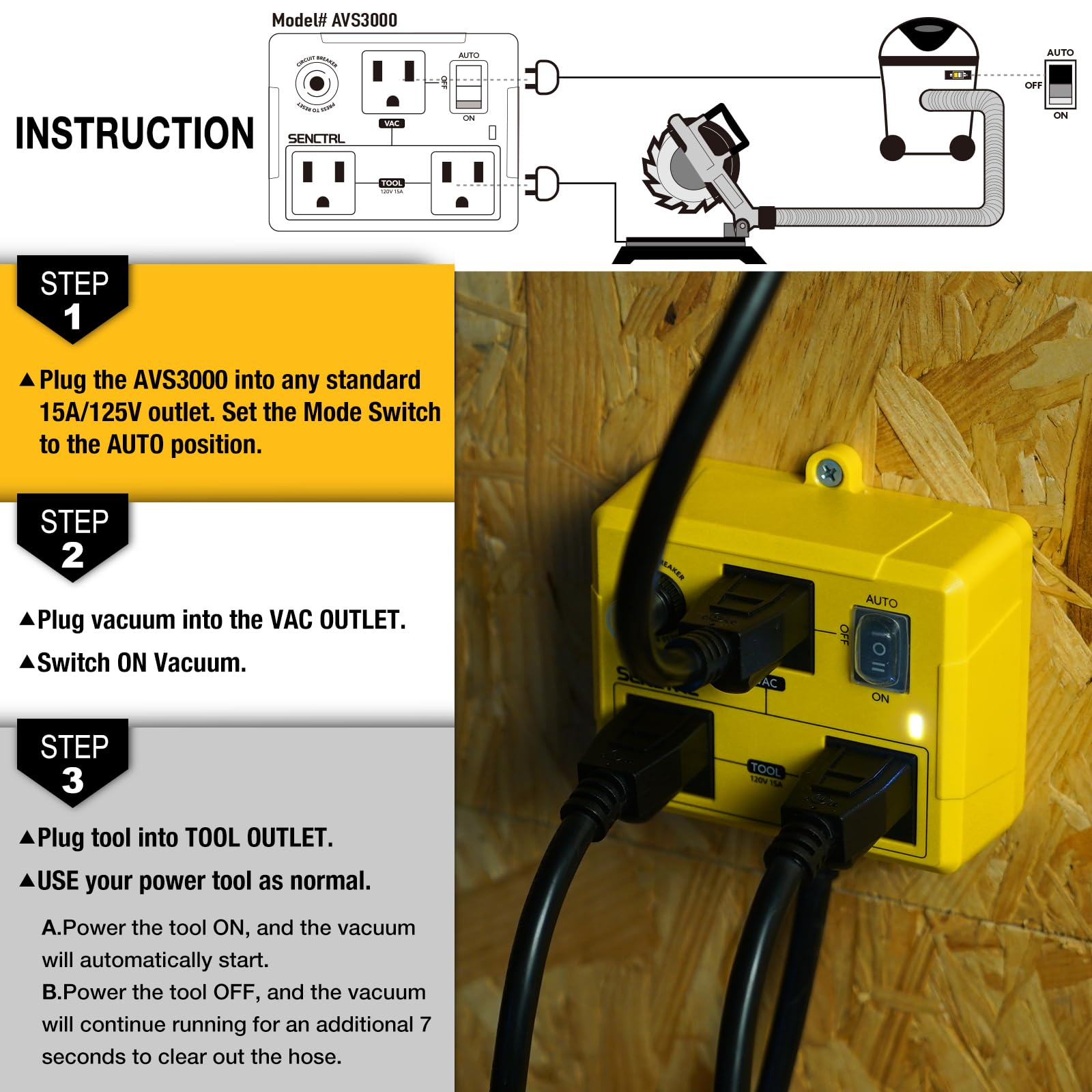 Automatic Vacuum Switch for Power Tools - Auto Mode -5 Automatic Vacuum Switch for Power Tools - Auto Mode -5