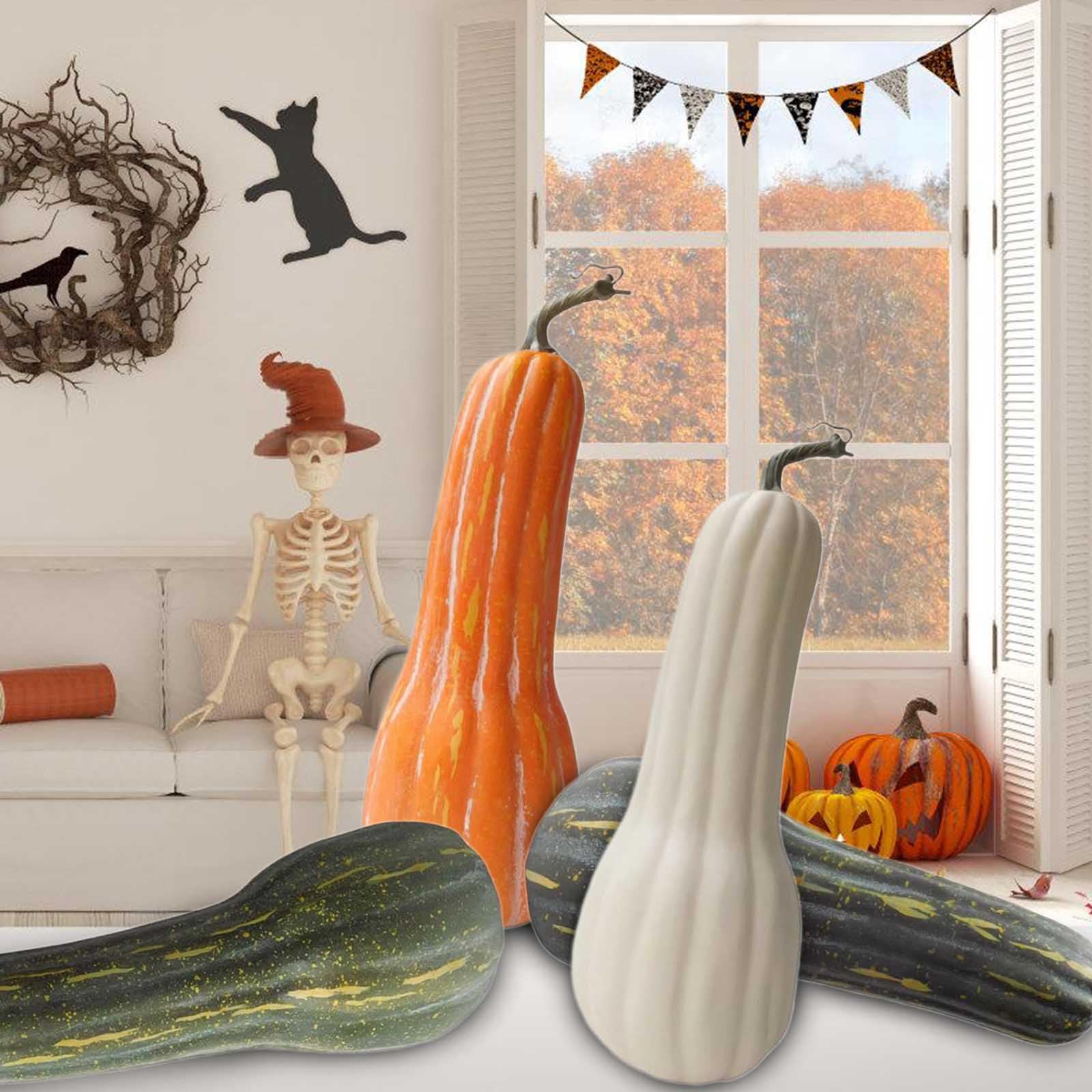 Zucche Artificiali Realistiche zucche Lunghe finte in Schiuma per l ' Esposizione cestini Puntelli fotografici Decorazioni per Ringraziamento Zucca Artificiale