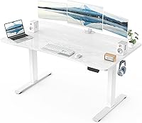 Veken 55x28 Electric Standing Desk Adjustable Height 27.9-45.6" Sit Stand Home Office Desk White - Ergonomic Curved Workstation