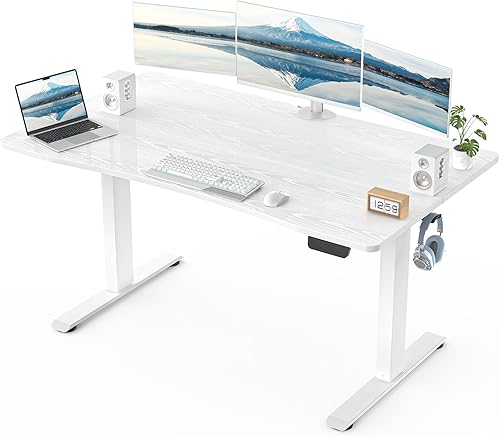 Veken - Escritorio eléctrico de pie de 140 x 71 cm con altura ajustable, mesa de computadora para estar sentado o estar de pie para estudio, trabajo