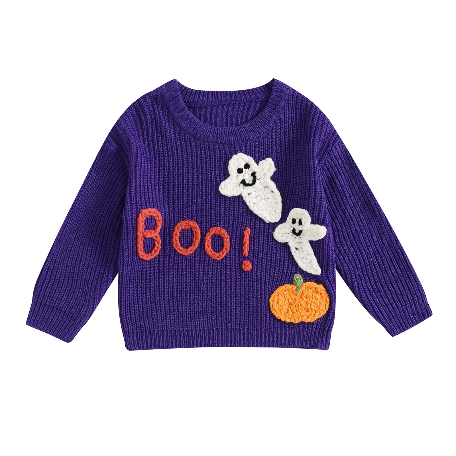 LSFYSZD Toddler Baby Girls Boys Halloween Pumpkin Sweaters Long Sleeve Crew Neck Winter Warm Knitwear Pullover Jumpers Top — view 77