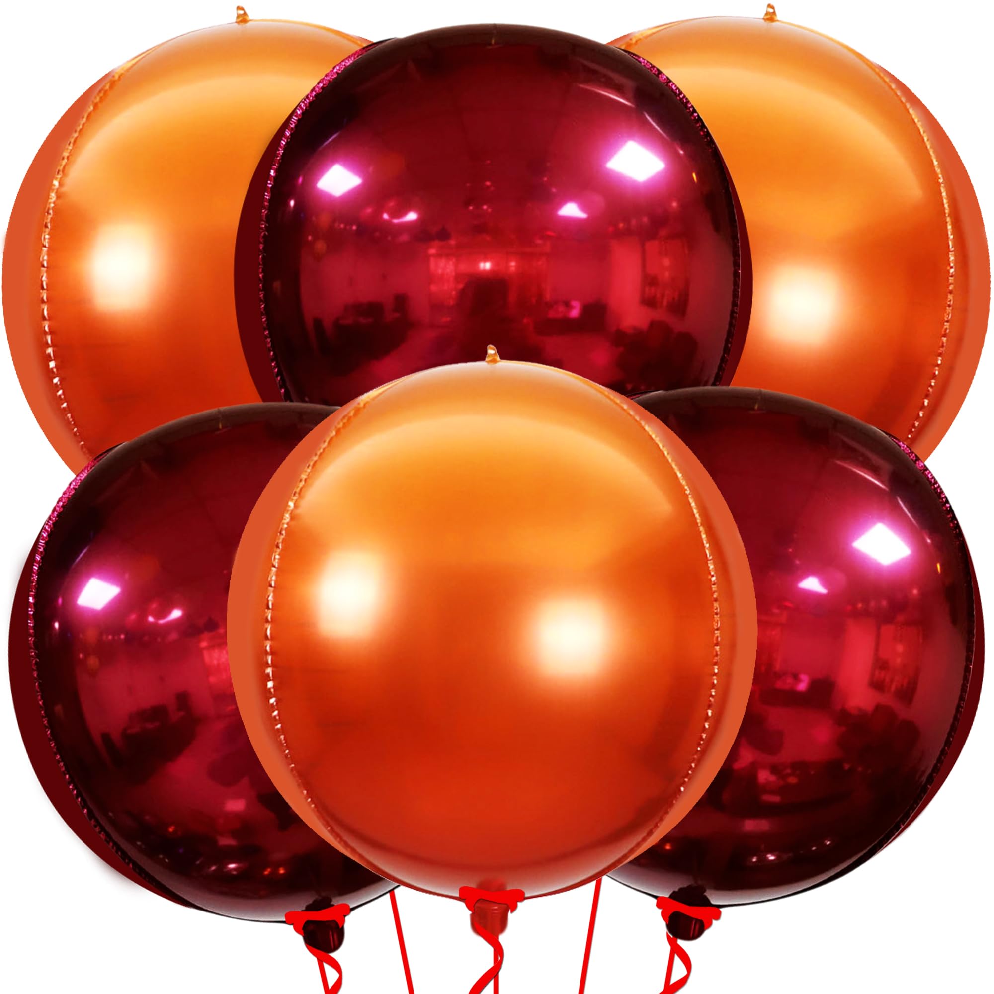 Katchon Metallic Maroon and Orange Foil Balloons 22 Inch, Pack of 6