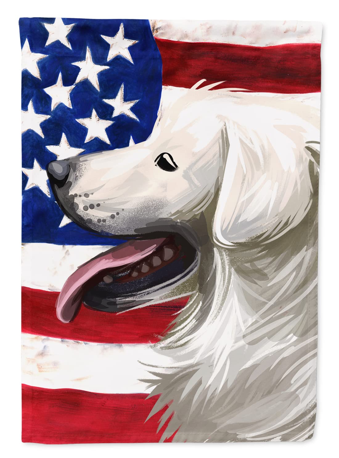 Un Cane Con Un Cappello Con La Bandiera Americana. Illustrazione