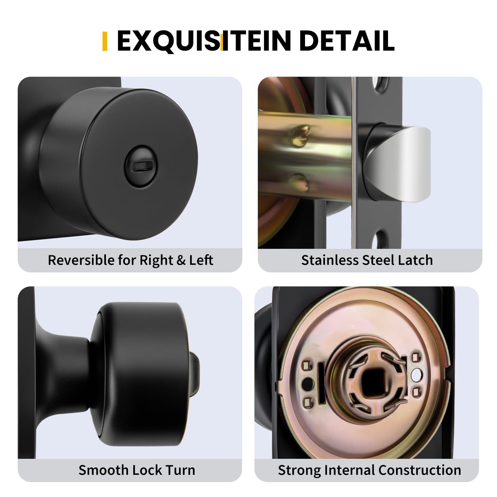 Goldenwarm Matte Black Door Knobs - 6 Pack -5