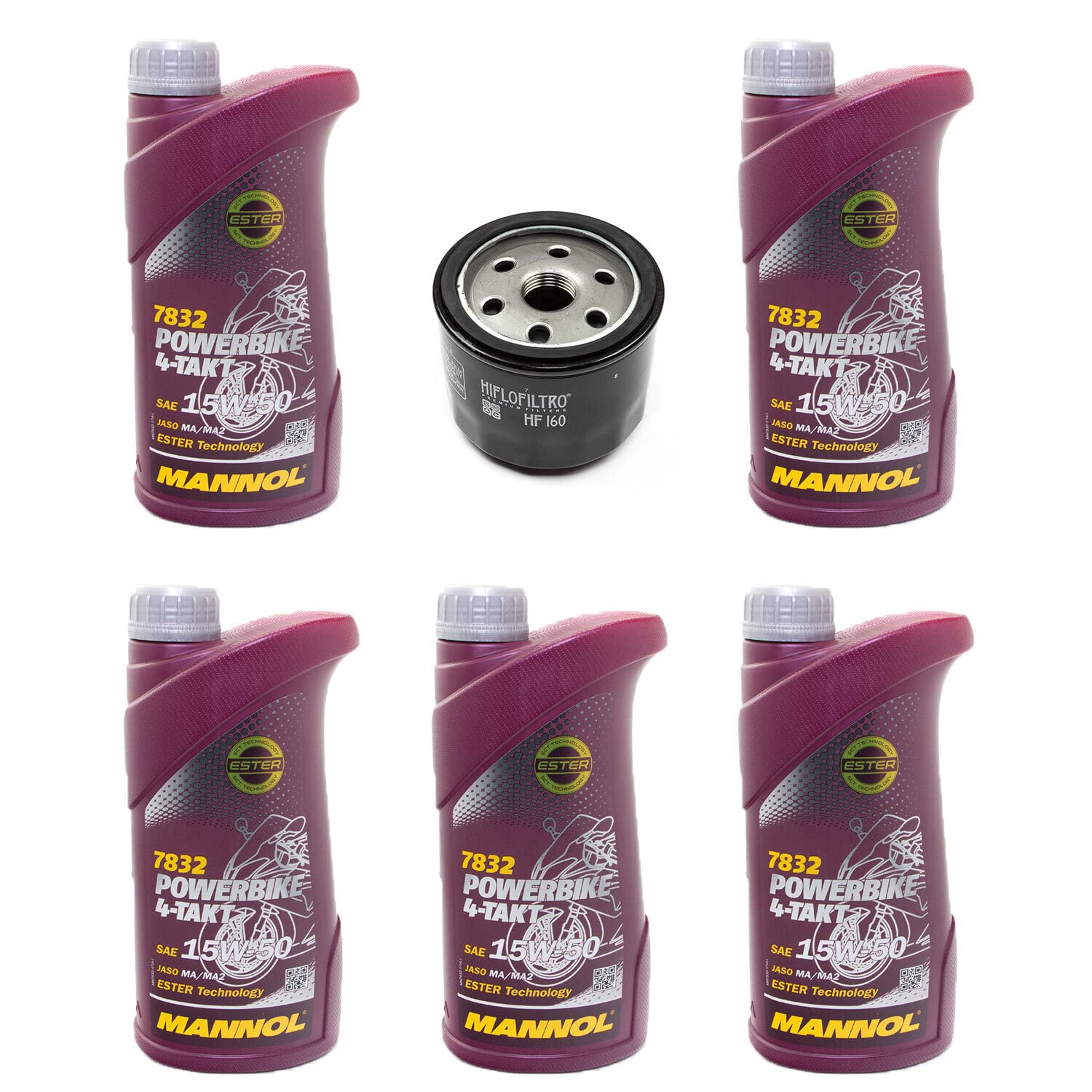 Motoröl Set 15W50 5 Liter + Ölfilter HF160 für BM W