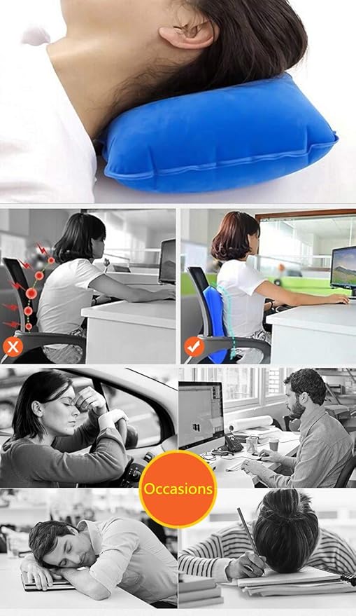 Set 3 Almohadas Inflables Viaje Semicircular Multicolor miniatura 7