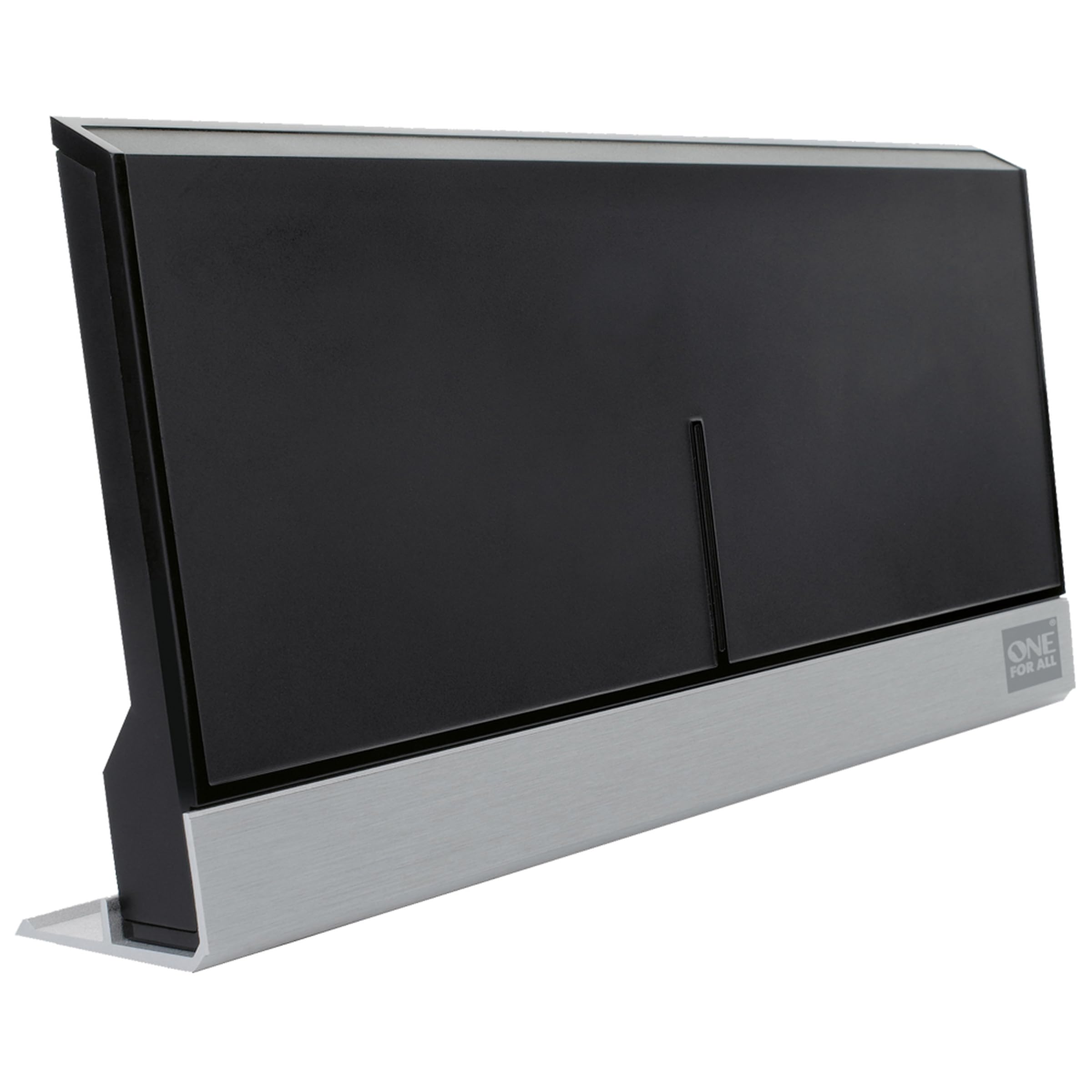 One For All - Antena de TV Interior Amplificada - Recibe TDT en un Rango de 25km - Antena Full HD TV Digital - Incluye Cable Coaxial de Alto Rendimiento - VHF/UHF - Filtro 3G/4G/5G - Negra - SV9385