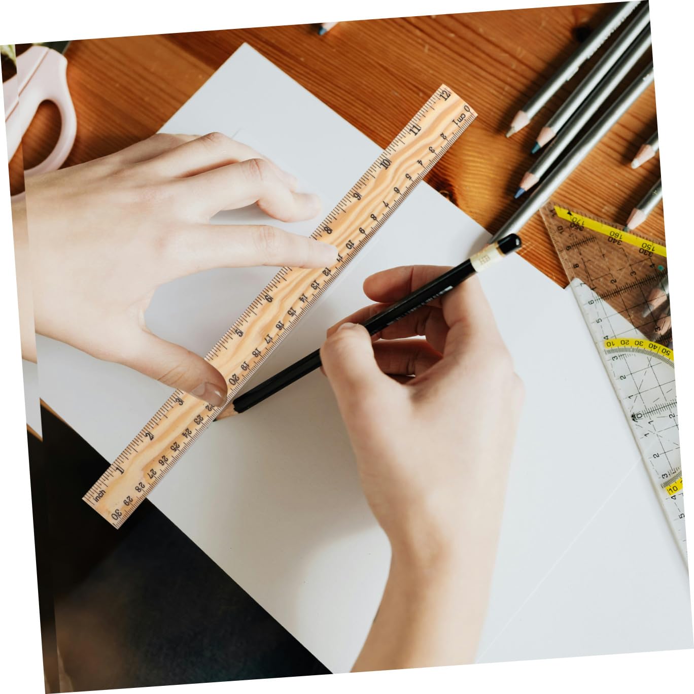 Uonlytech 26pezzi Righello di Bambù in Legno Fai da Te Righello Sartoriale Strumento di Cucito per Sarte Domestiche per Cucito Legno