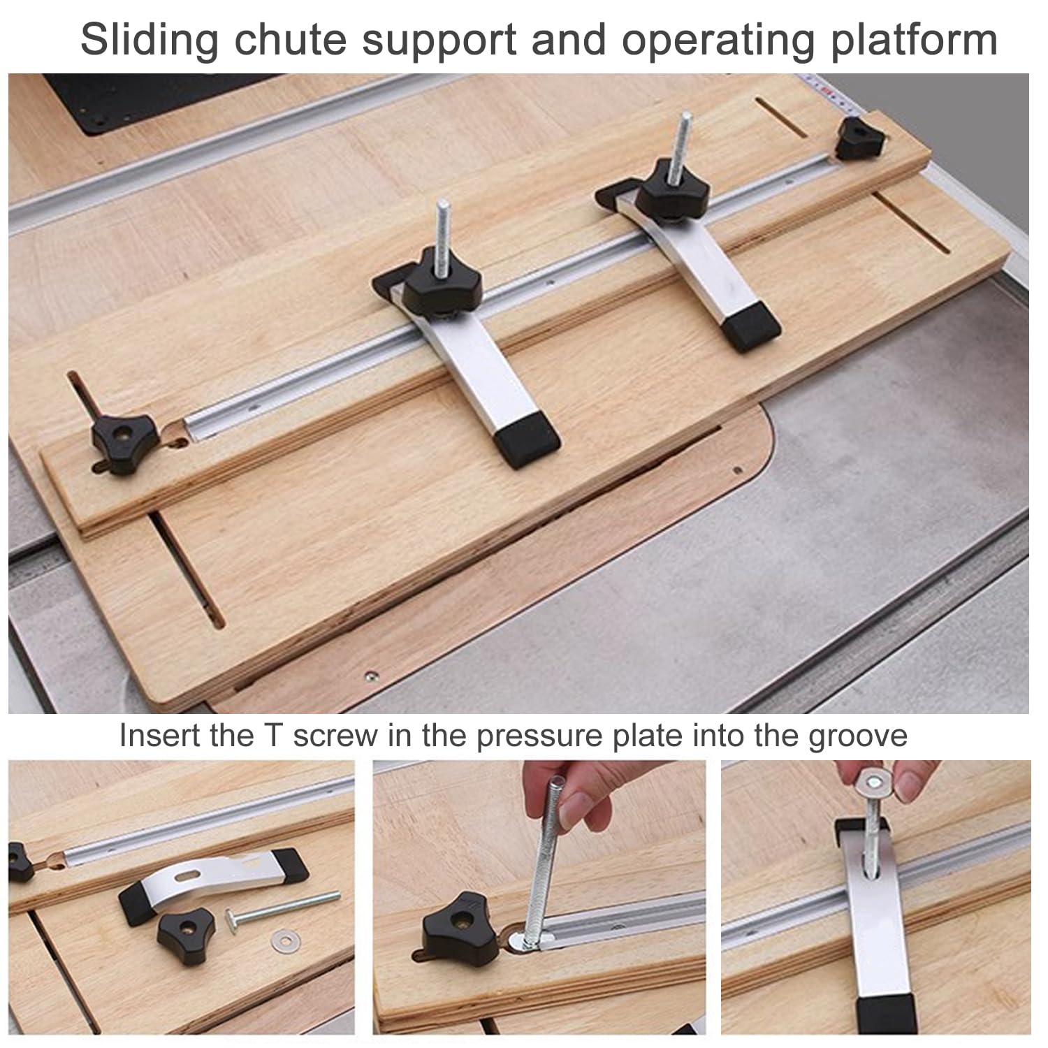 T-Slot Track in Lega di Alluminio 300mm, 2 Pezzi T-Track con 6 Viti Autofilettanti per la Lavorazione del Legno Sega da Banco, Table Saw per Falegname