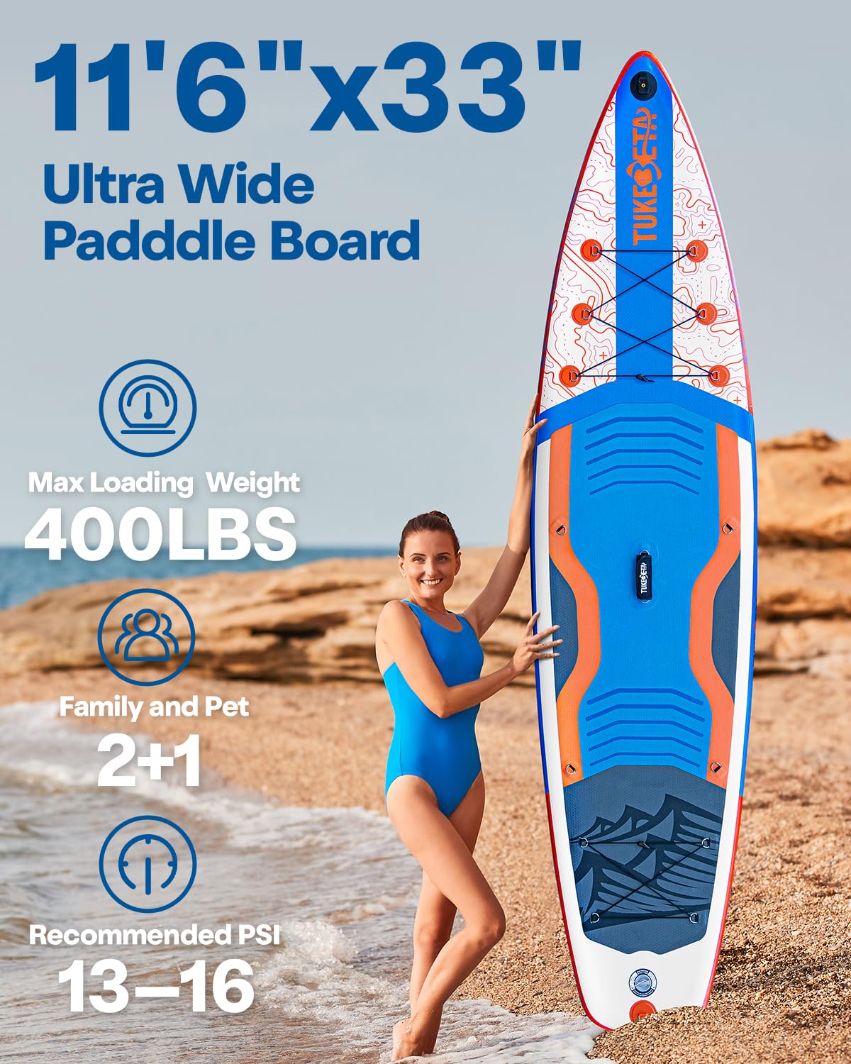 Inflatable Stand Up Paddle Board with Full Accessories Kit, 11' x 33