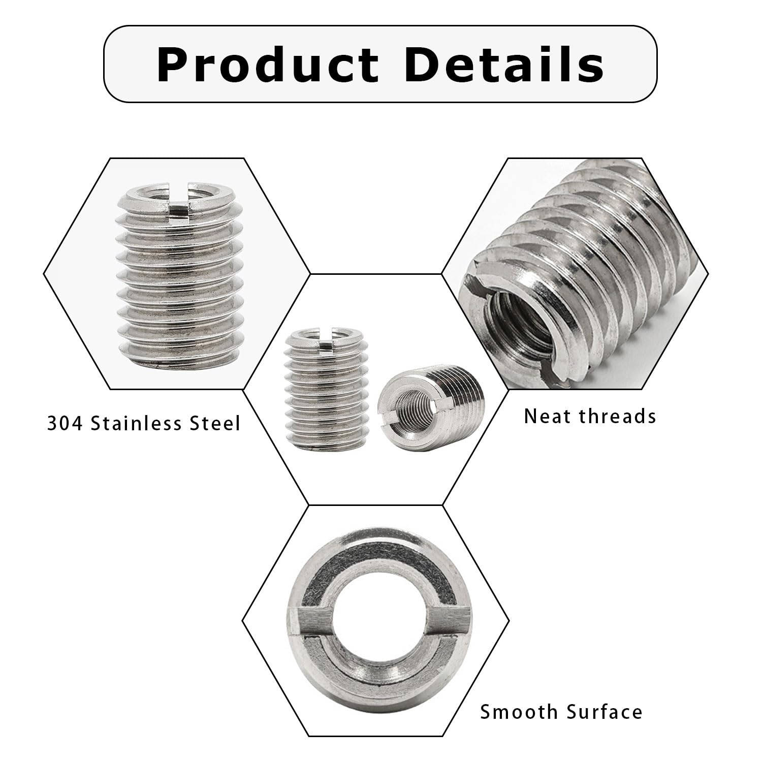Insertos Roscados De Acero Inoxidable - Juego De 10 Tuercas Con Rosca Interior M4x0.7 Y Exterior M6x1.0 - Para Reparación De Roscas En Metal, Madera O Plástico