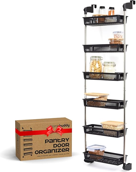 HomeBuddy Pantry Door Organizer 6 Basket Over The Door Organizer