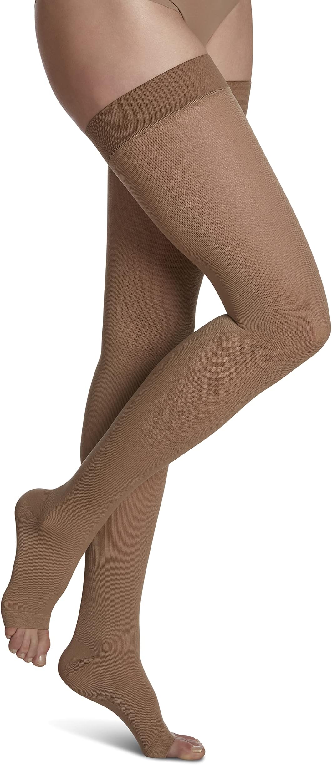 Unisex COTTON 230 Open Toe Thigh High with Grip Top 20-30mmHg