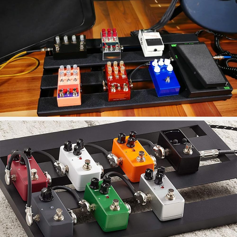 Pédalier Guitare Petite Taille Alliage Aluminium - Planche Effet Portable Avec Bandes Fixation Et Coussinet Antidérapant