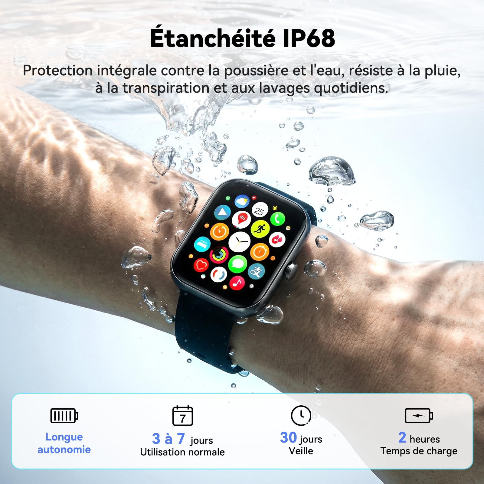Montre Connectée Homme Femme avec Traduction IA Instantanée, Smartwatch 1.95" Appel Bluetooth 6.0, Assistant Vocal, IP68 Étanche, 100+ Modes Sportifs, Cardiofréquencemètre, Sommeil, pour iOS Android
