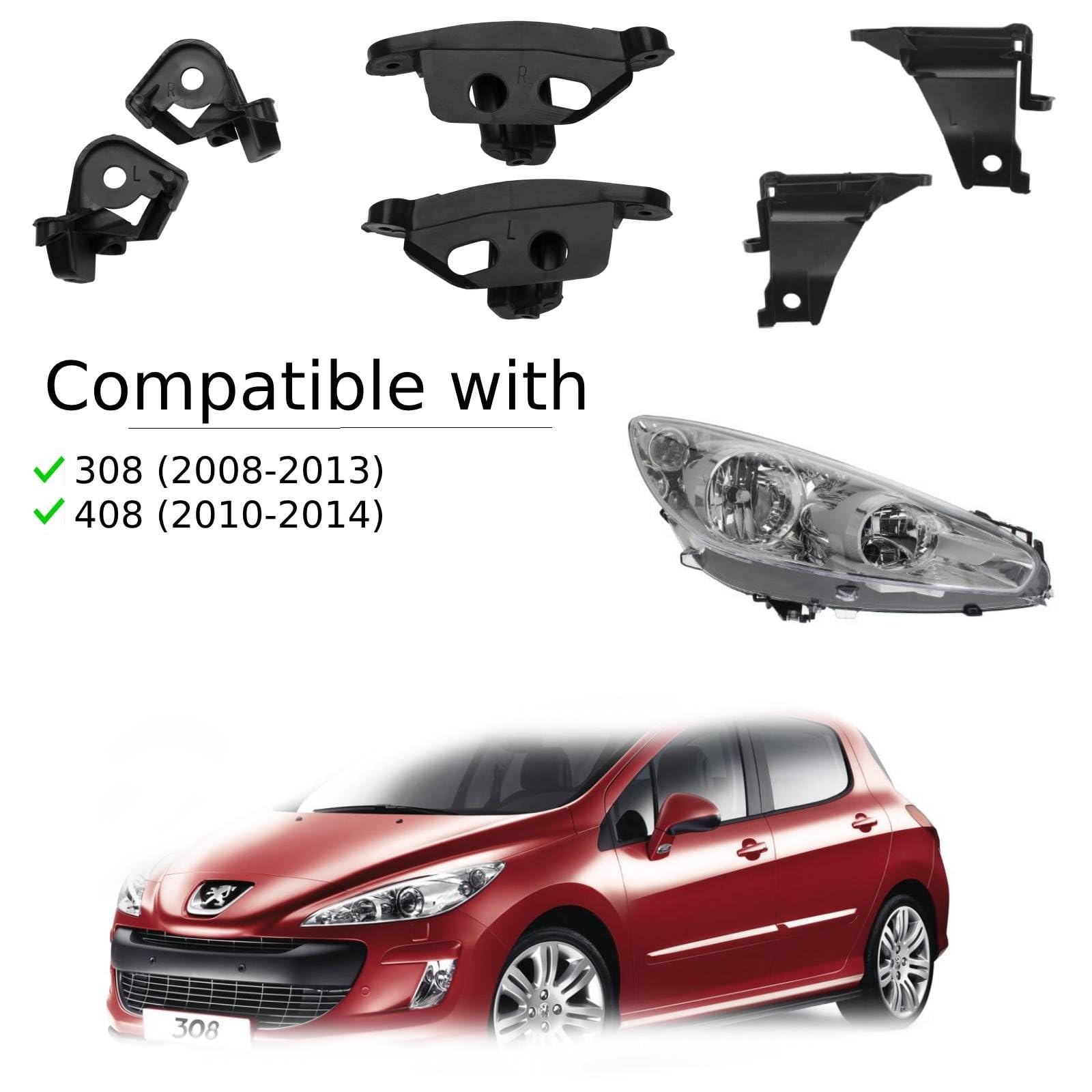 Juego 2 Faros Delanteros Para Peugeot 308 (CC, SW) Y RCZ | H7/H1 | Con Intermitente Y Regulación Eléctrica | Izquierda+Derecha