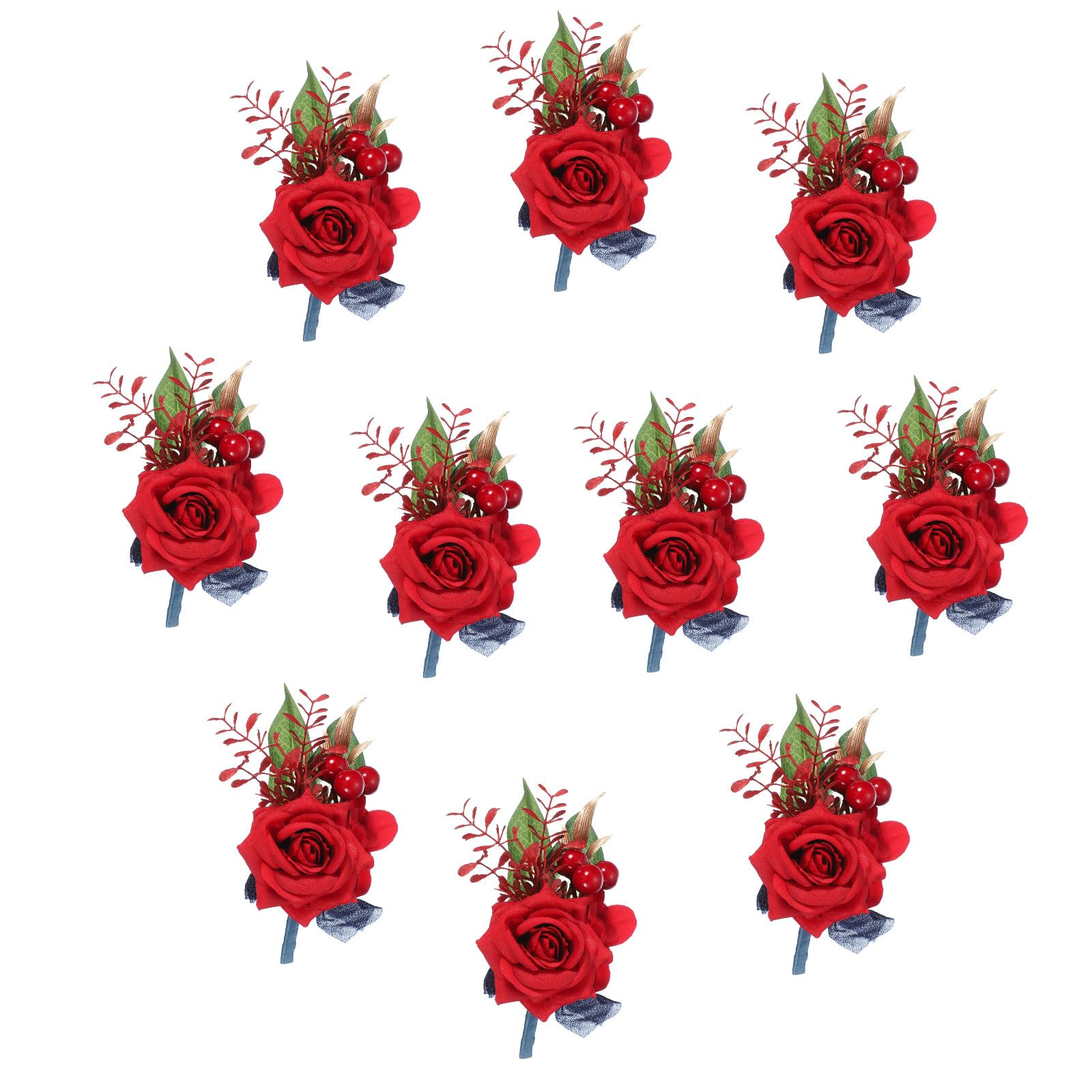 Boutonnières de poche en rose rouge pour cérémonie de mariage et anniversaires chic