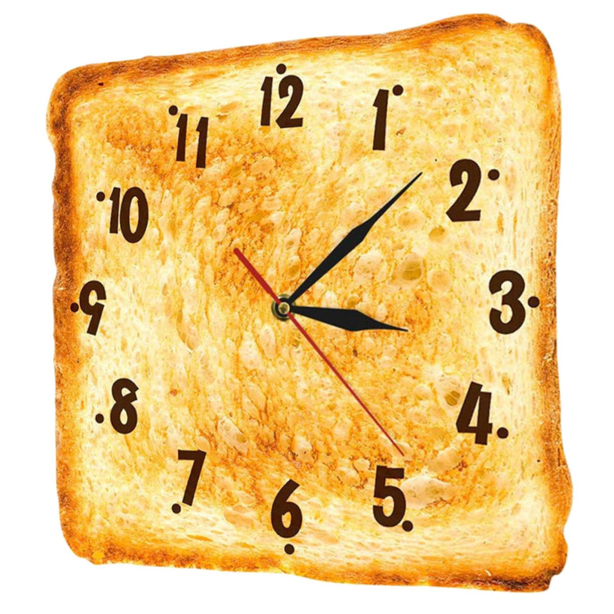 Reloj de Pared Colgante Moderno Forma de Pan de Plástico para Decoración de Cocina y Panadería, Diseño Versátil y Función de Preciso