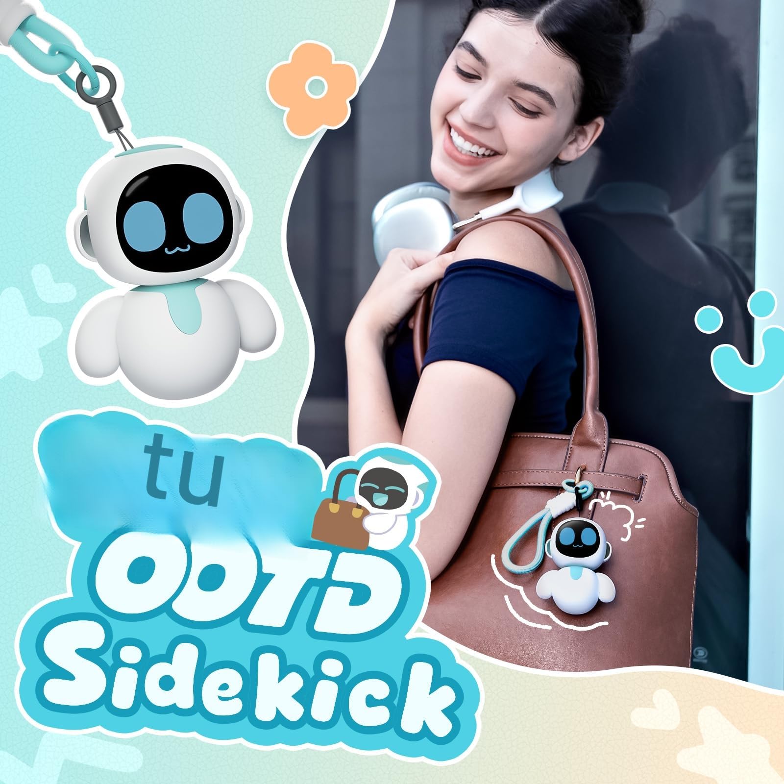 Eiliko Aquamarine - Tu pequeño robot encantador de IA con inteligencia artificial, y combina con cada atuendo diario, divertidos juguetes electrónicos colgantes, regalos para parejas y mejores amigos.