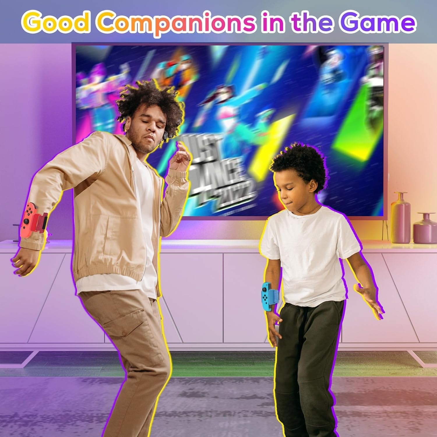 Auarte 4 Stück Armbänder für Just Dance 2026 2025 2024 2023, für Zumba Burn It Up, Verstellbarer Armbänder für Nintendo Switch/Switch OLED Dance, Armband Kompatibel mit Joy-con für Erwachsene Kinder