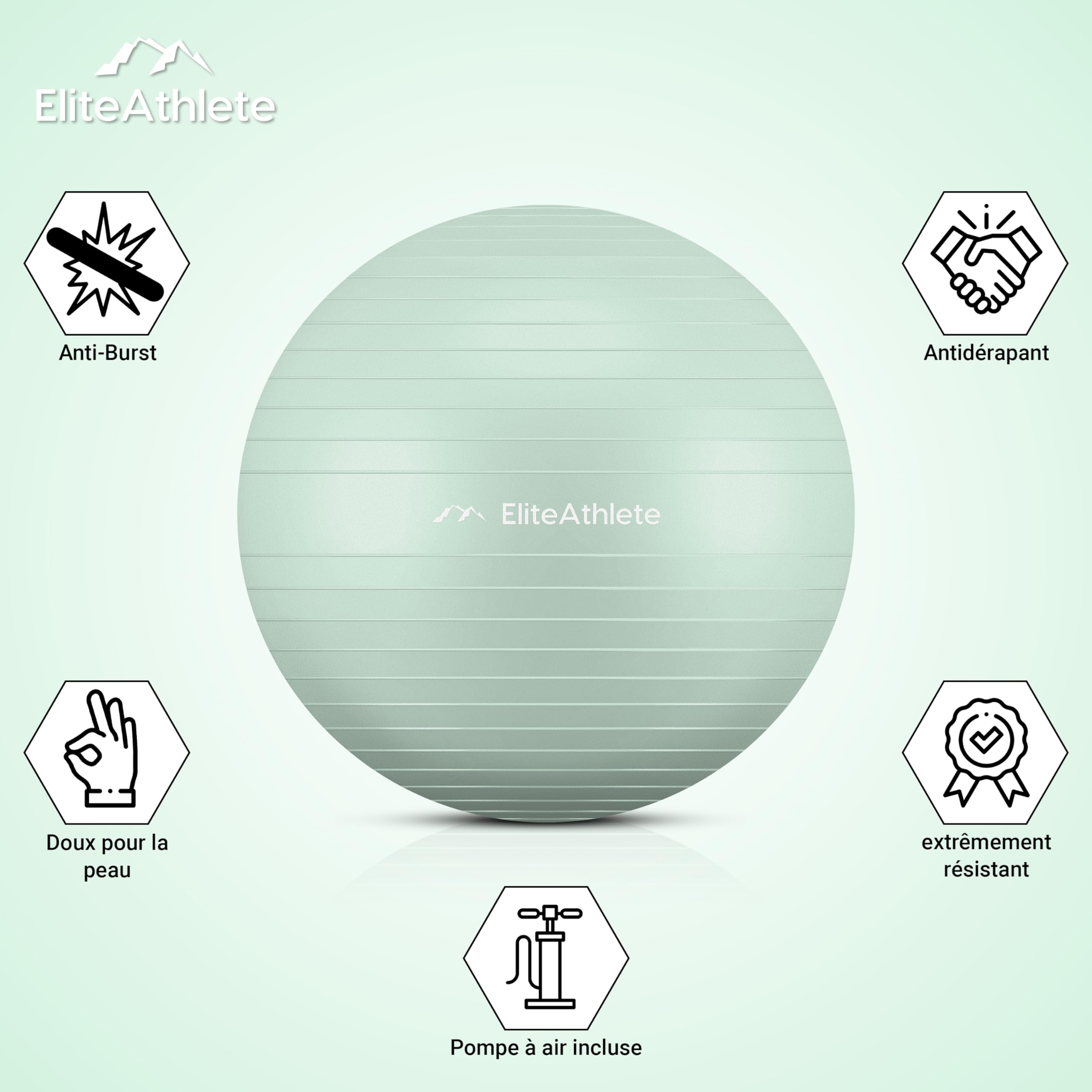 EliteAthlete Ballon Gym anti-burst Fitness Pilates Yoga Grossesse pompe