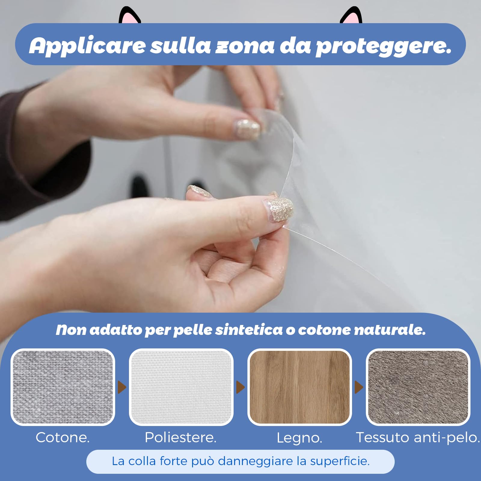 BeSokar Pellicola protettiva per divano, trasparente, antigraffio, per divano, pareti, porte, 500 x 20 cm