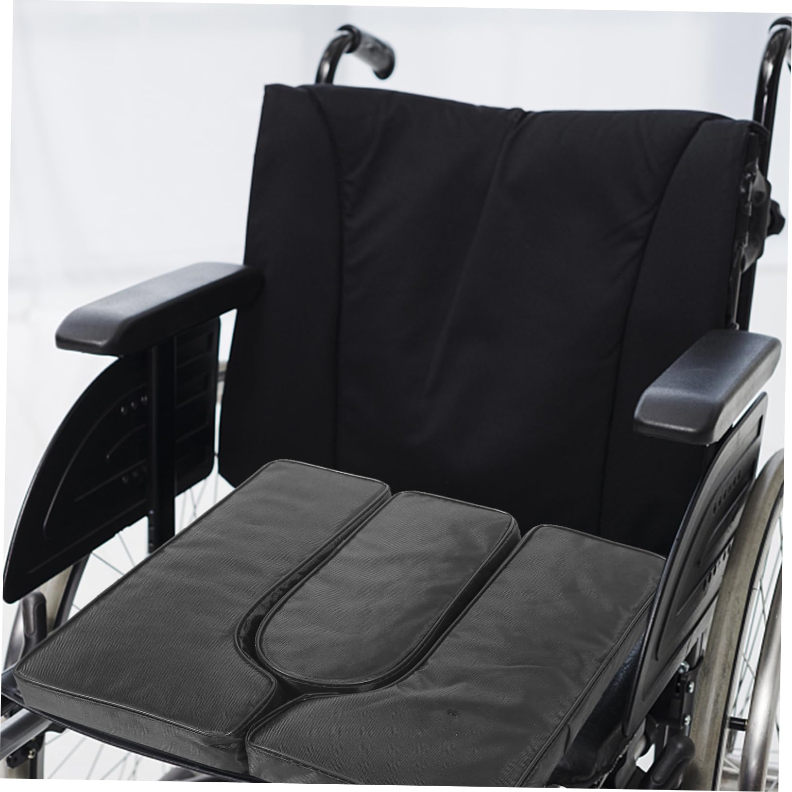 FRCOLOR Cojín para Asiento de Silla de Ruedas de Esponja y Cuero Negro