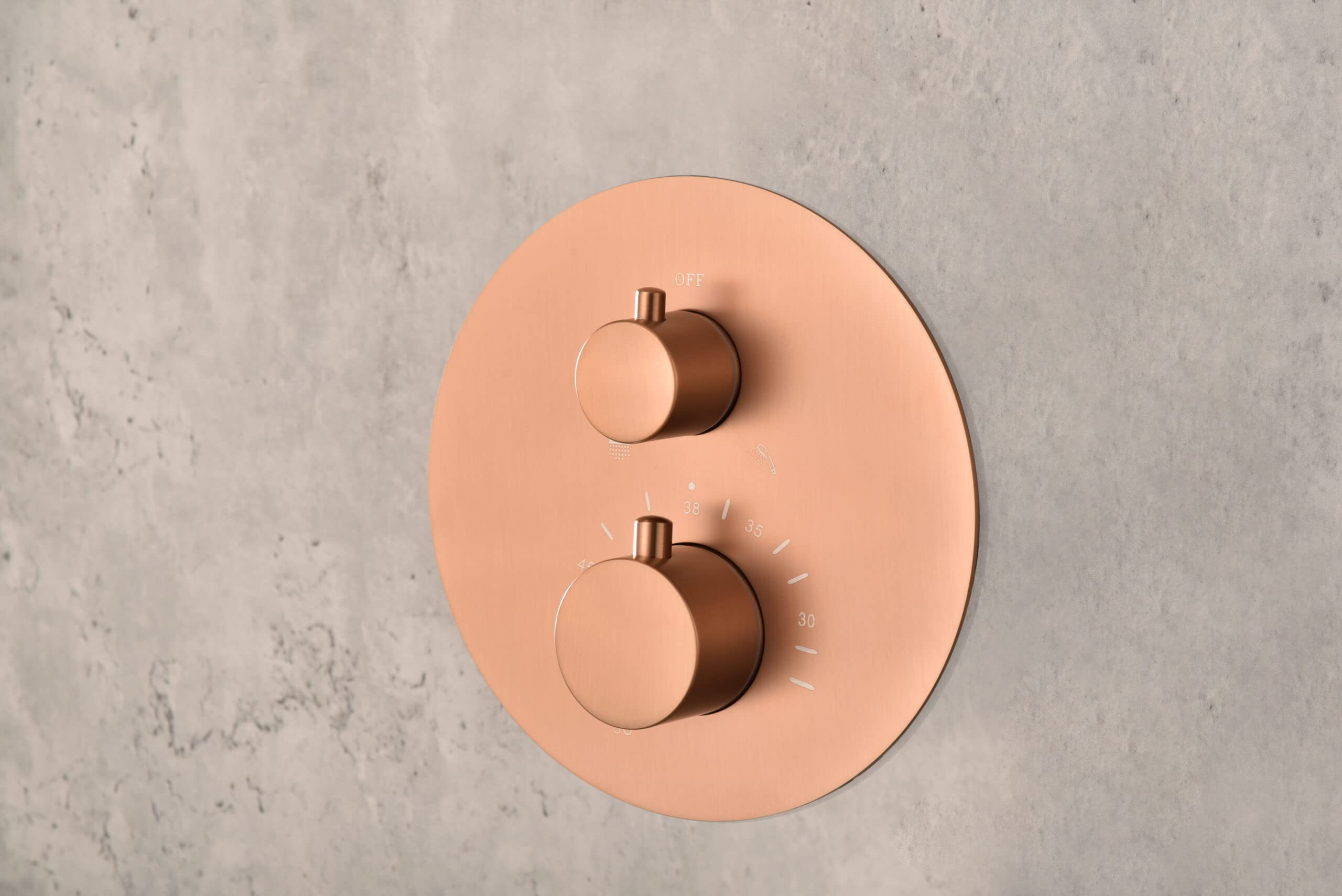 Mice - Conjunto de ducha, Kit termostatico Ducha Empotrado Techo - 2 vías - color oro rosa cepillado (cobre mate) - griferia baño - ducha empotrado techo termostatoco