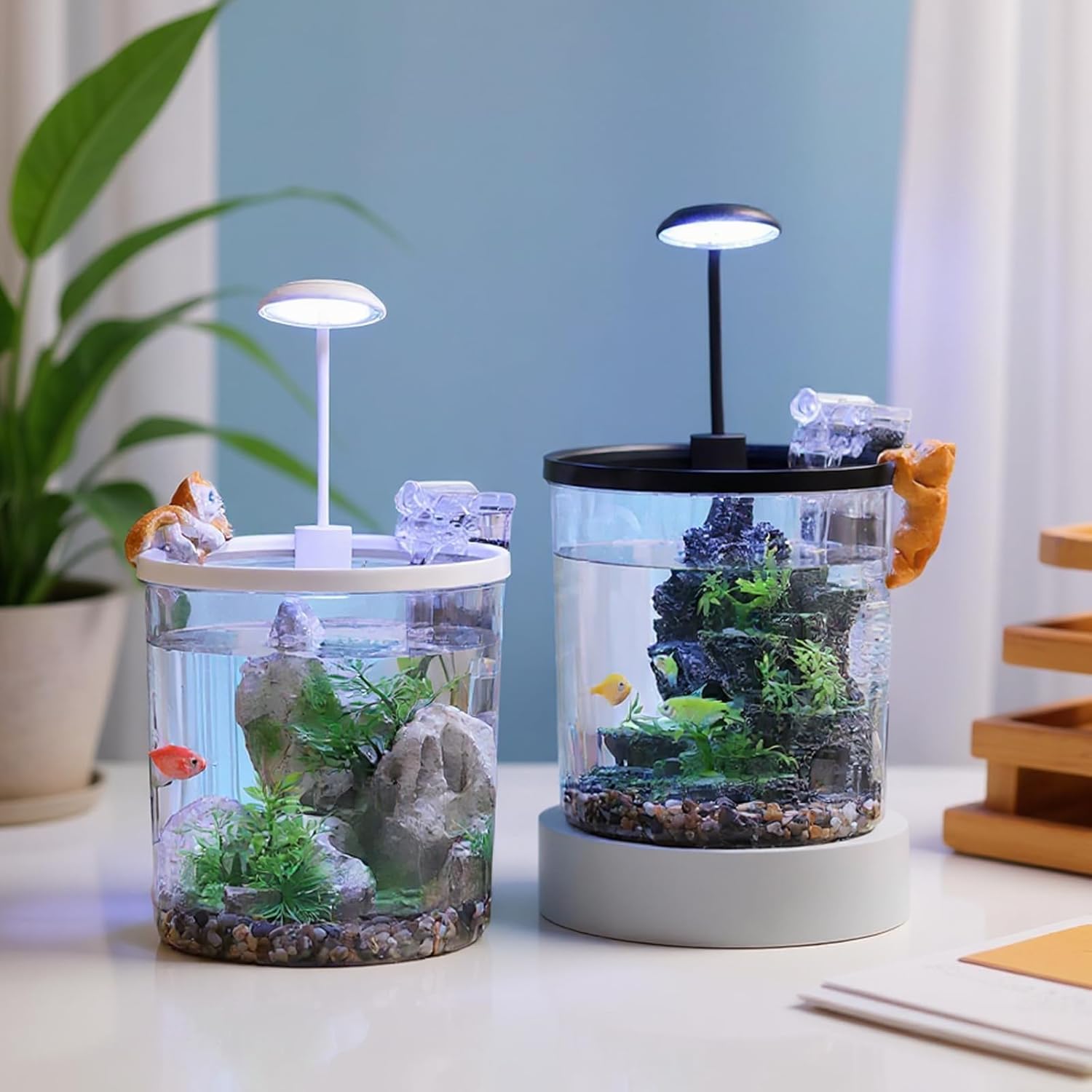 GarveeLife 1.5 Gallon Small Fish Tank, Betta Fish Tank kit with LED Light, Oxygen Generator, Fish Tank Starter Kits for Beta,Goldfish