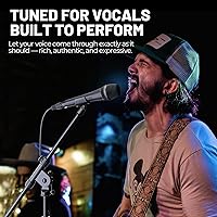 Vista 2 de Phenyx Pro Micrófono vocal, micrófono dinámico supercardioide con cable XLR de 16.4 pies, clip de micrófono, bolsa de almacenamiento, micrófono