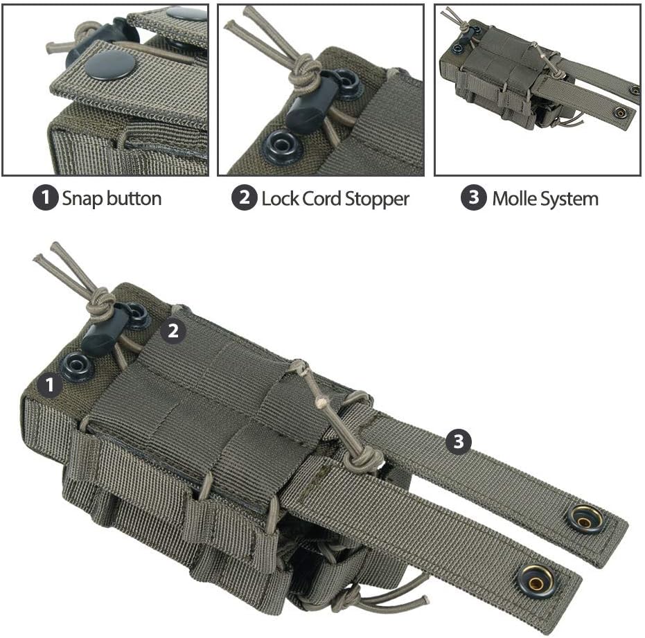 EXCELLENT ELITE SPANKER Medium Size Military Waist Belt Open-Top Double Rifle Mag Pouch Molle Dump Pouch Drawstring Magazine